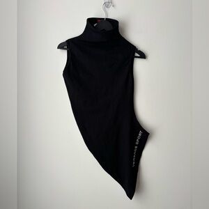 Versace Sport Black Sleeveless Turtleneck Top Logo Detail Size M Fitted